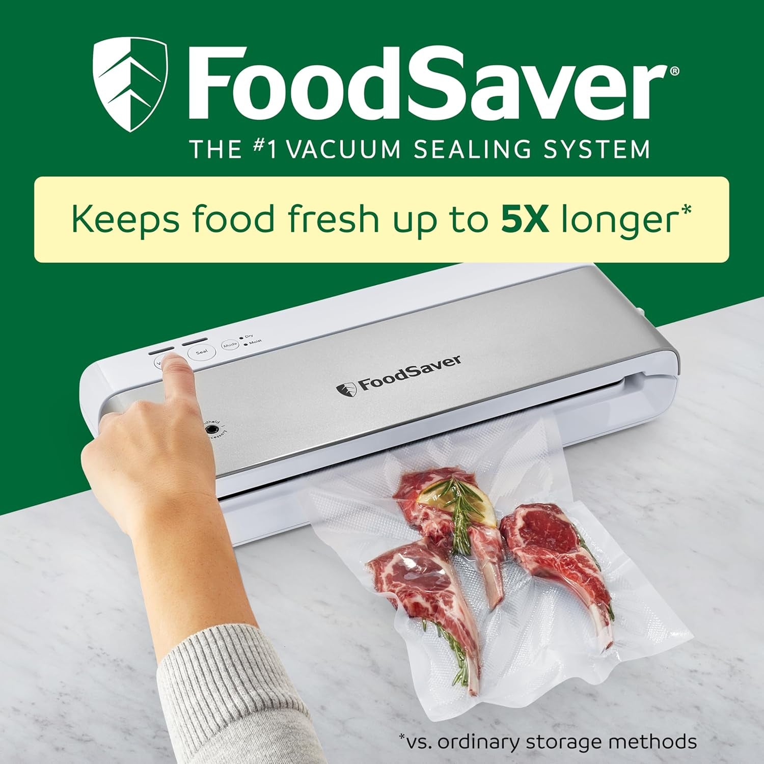 Compact Vacuum Sealer Machine with Airtight Bags and Roll - Ideal for Sous Vide and Airtight Food Storage, White