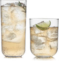 Polaris Tumbler and Rocks, Axis Glass Cups Set of 16, Elegant Mixed Drinking Glasses with Modern Clean Lines, Dishwasher Safe Glassware Set