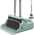 Upgrade Broom and Dustpan Set, Large Size and with Long Handle, Upright,Ideal for Indoor Outdoor Garage Kitchen Room Office Lobby Use (Green)