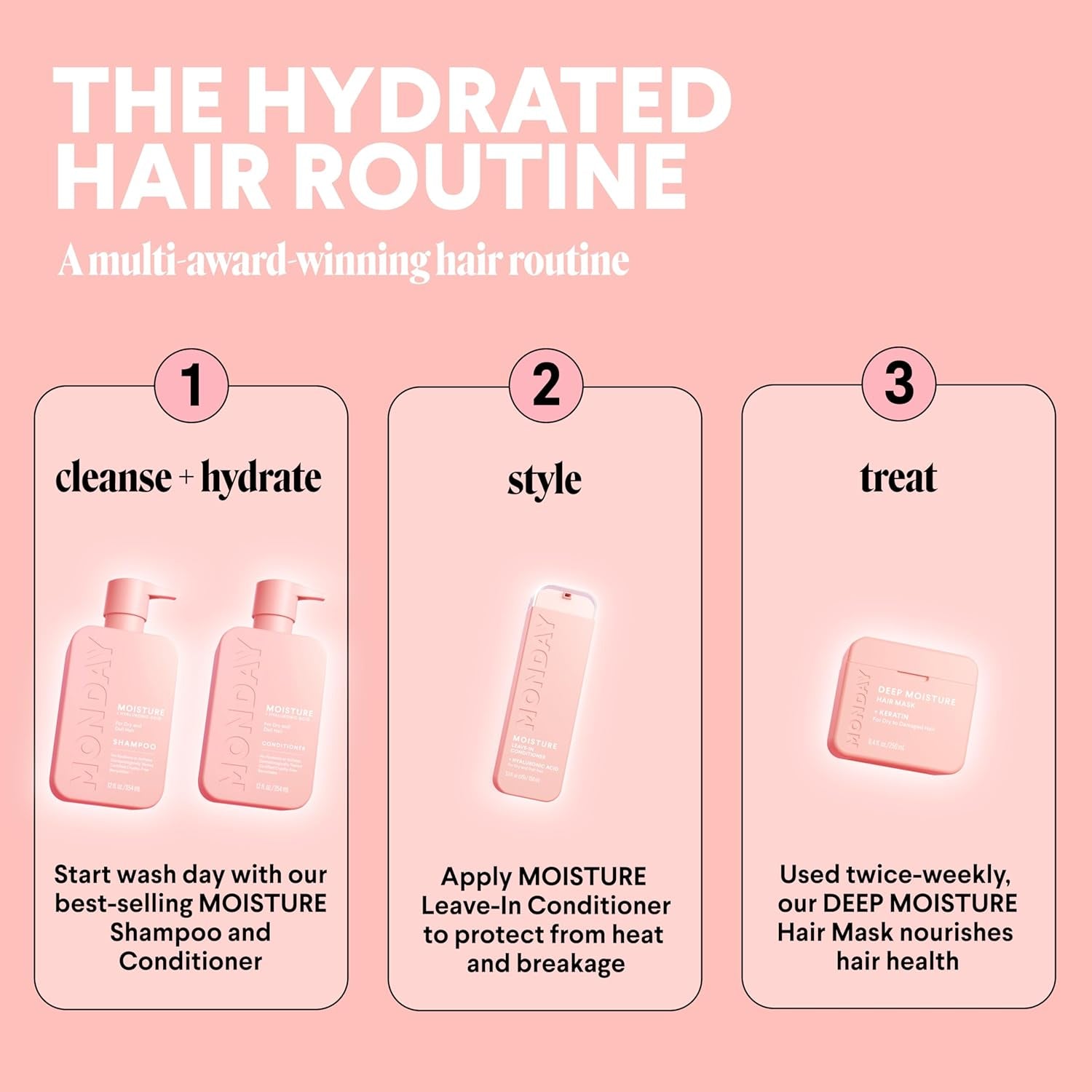 Moisture Shampoo + Conditioner Set for Dry, Coarse, Stressed, Frizzy Hair, Made with Coconut Oil, Rice Protein, Shea Butter and Vitamin E, All Natural, 12 Fl Oz (Pack of 2)
