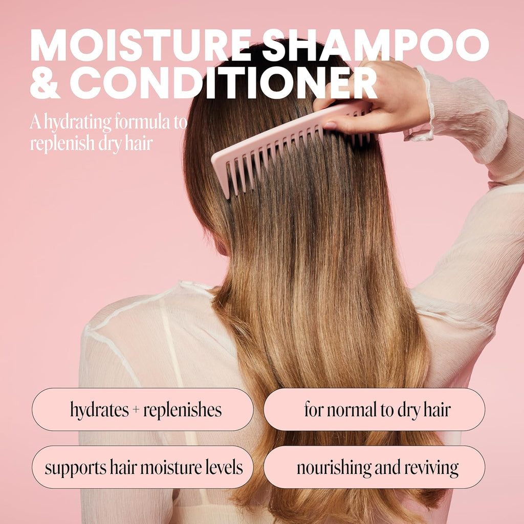Moisture Shampoo + Conditioner Set for Dry, Coarse, Stressed, Frizzy Hair, Made with Coconut Oil, Rice Protein, Shea Butter and Vitamin E, All Natural, 12 Fl Oz (Pack of 2)