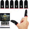 6 Pack Mobile Phone Gaming Finger Sleeves,  Finger Sleeves Compatible with All Touchscreen Devices, 0.15Mm Superconducting Nanofibers, Smooth Feel, Anti-Sweat, Extremely Thin, Red Edge