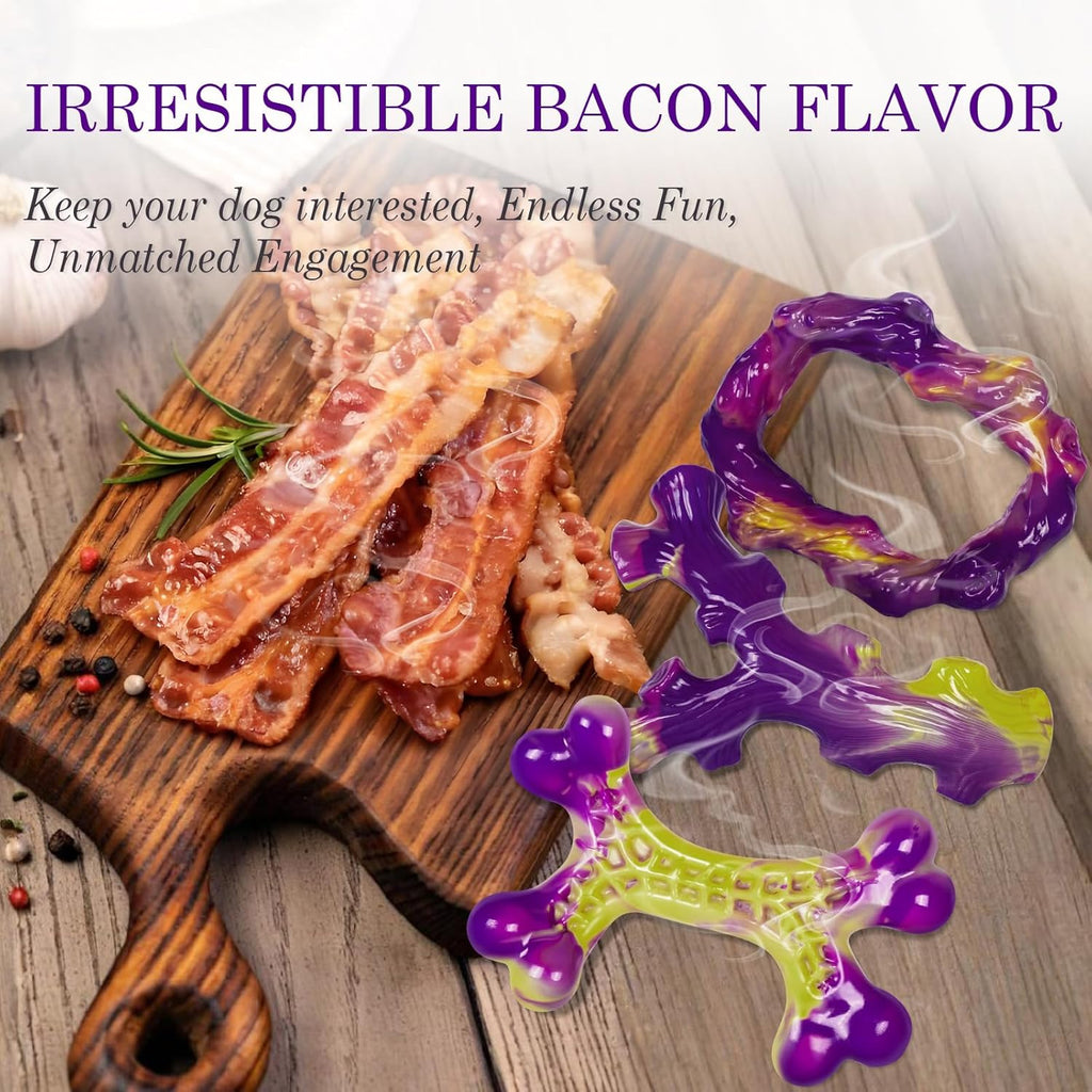 Tough Dog Toys for Aggressive Chewers 3 Pack, Indestructible Dog Toys for Large Dogs, Dog Chew Toys, Aggressive Chew Toys to Keep Them Busy, Dog Bones for 30-75Lbs Medium/Large Breeds
