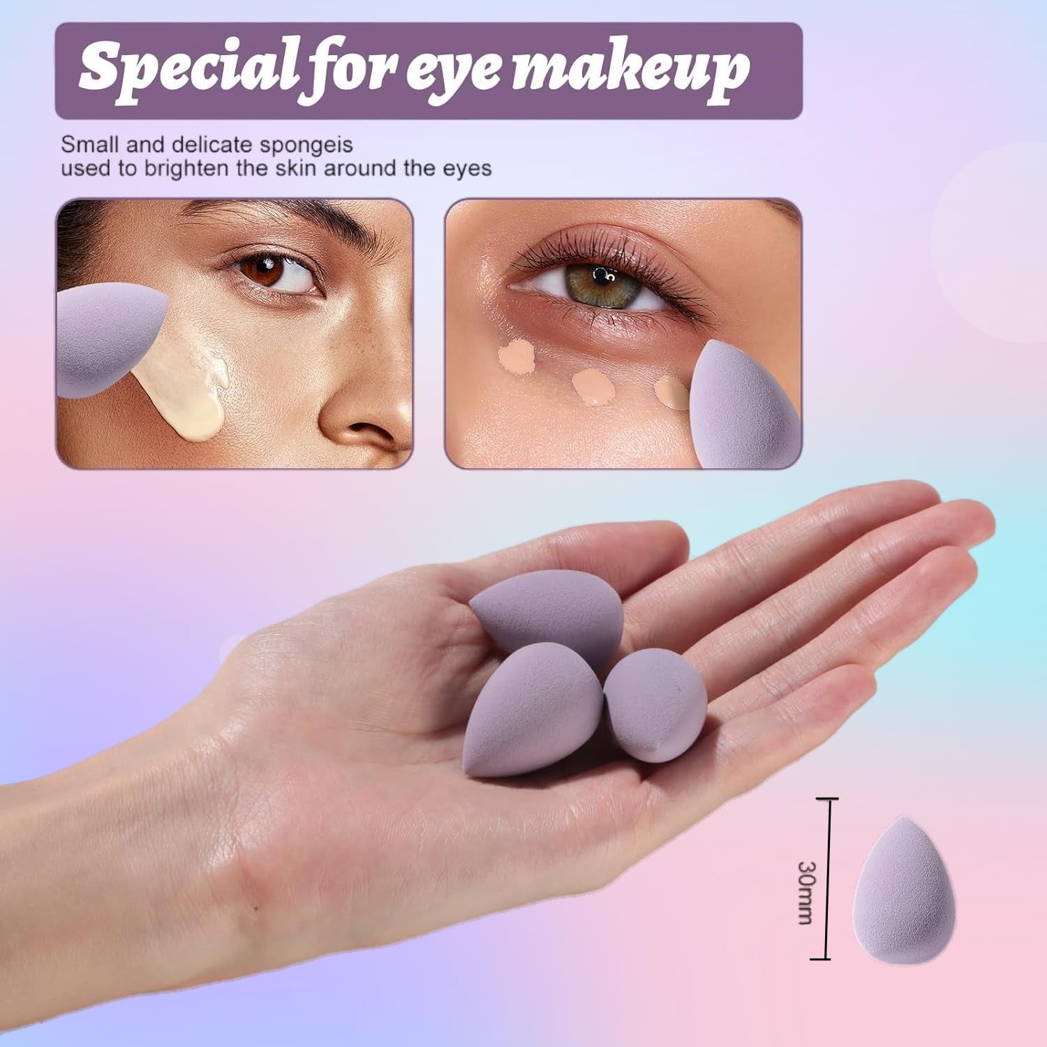 Makeup Sponge Set  Triangle Puff 14PCS Non-Latex Beauty Blender Sponges with Travel Case, Soft Makeup Puff for Foundation, Concealer, Cream & Powder, Face & Eye Blending for Sensitive Skin