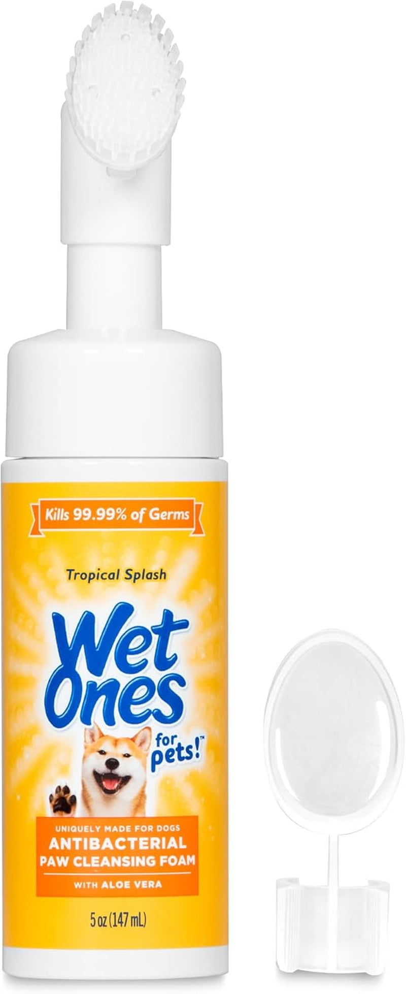 for Pets Antibacterial Dog Paw Cleaner with Built-In Scrubber Brush, Tropical Splash Scent - Foaming Cleanser for Dog Paws - Paw Washer & Grooming Care, 5 Ounce