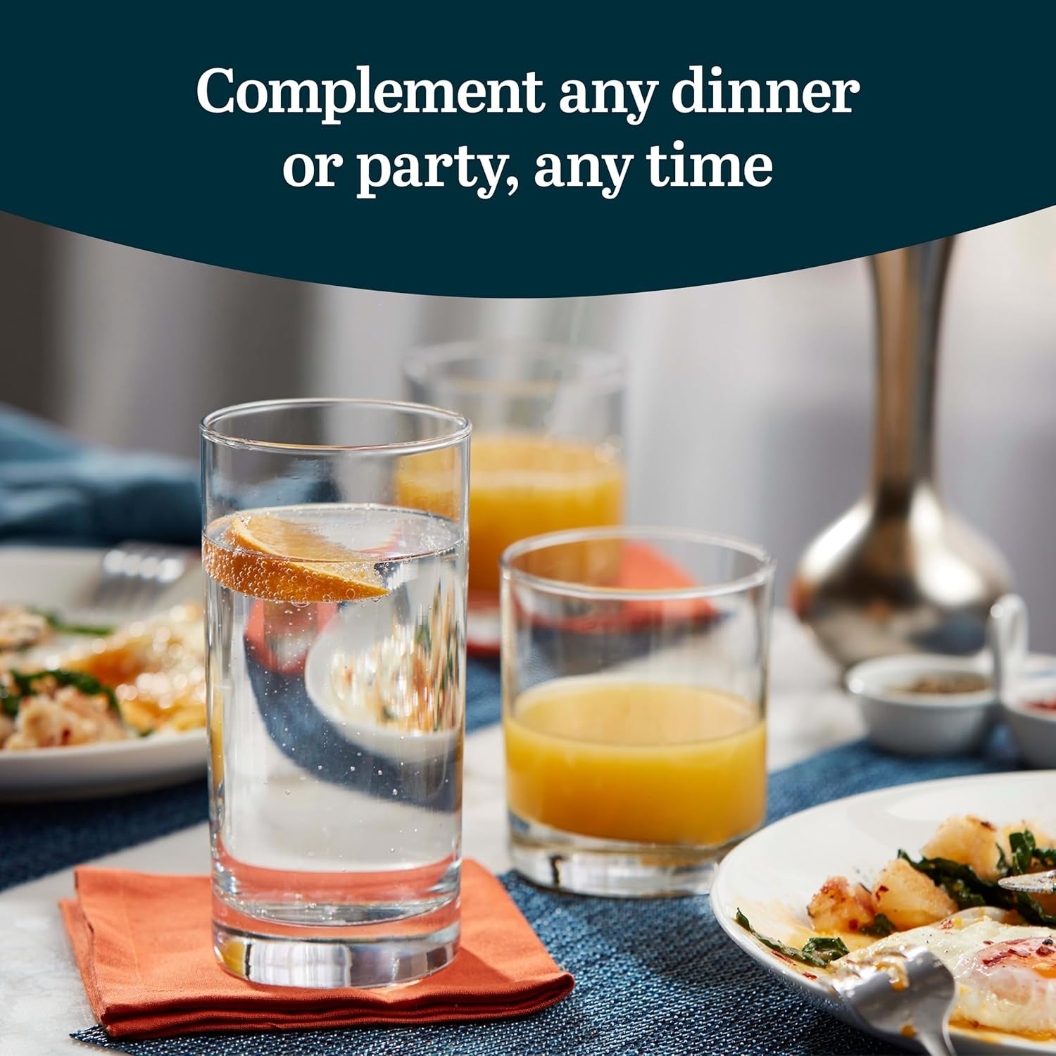 Province Tumbler and Rocks Glass Set, Elegant Drinkware Glasses Set of 16, Tall Drinking Glasses for Everyday Use or Any Special Occasion