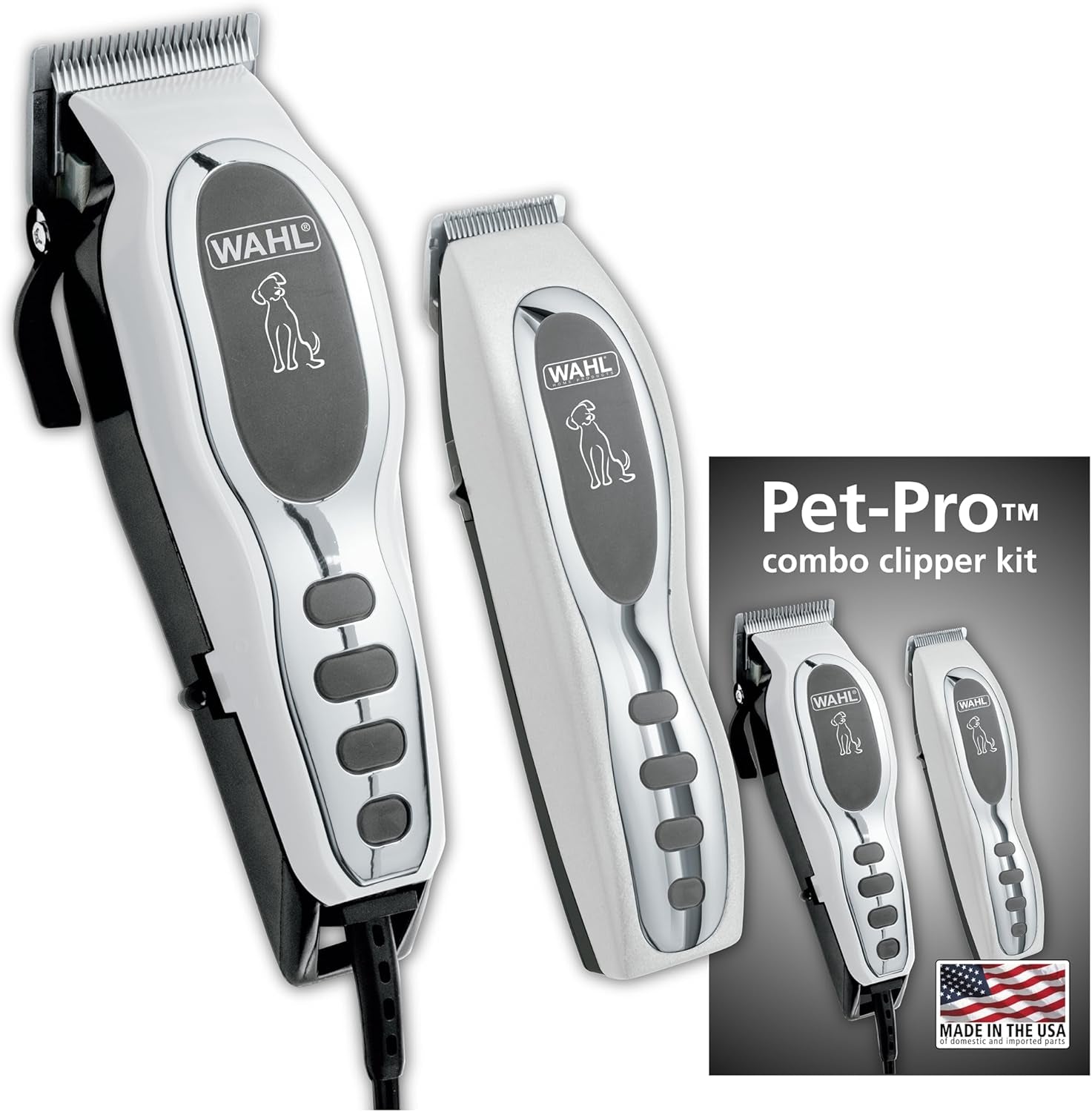 USA Pet-Pro Corded Clipper & Battery Trimmer Pet Grooming Combo Kit for Dogs with Light to Thick Coats, the Brand Used by Professionals - Model 9284