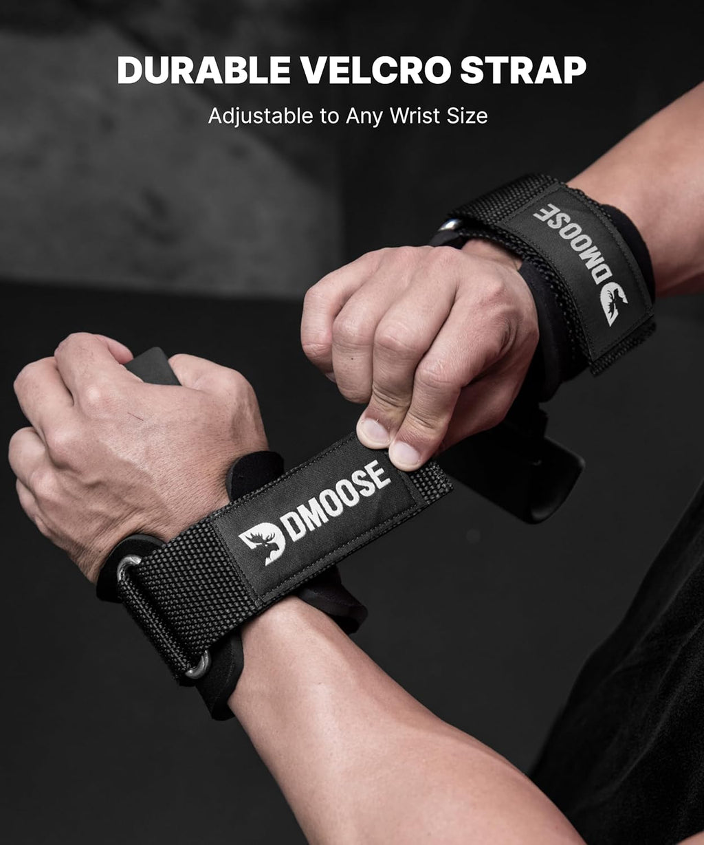 Weight Lifting Hooks (Pair) for Deadlifts, Pull Ups, Rows & Shrugs - Anti-Rip Nylon Strap Hand Grips with Thick Wrist Padding - Heavy Duty Wrist Straps for Weightlifting & Gym Workouts