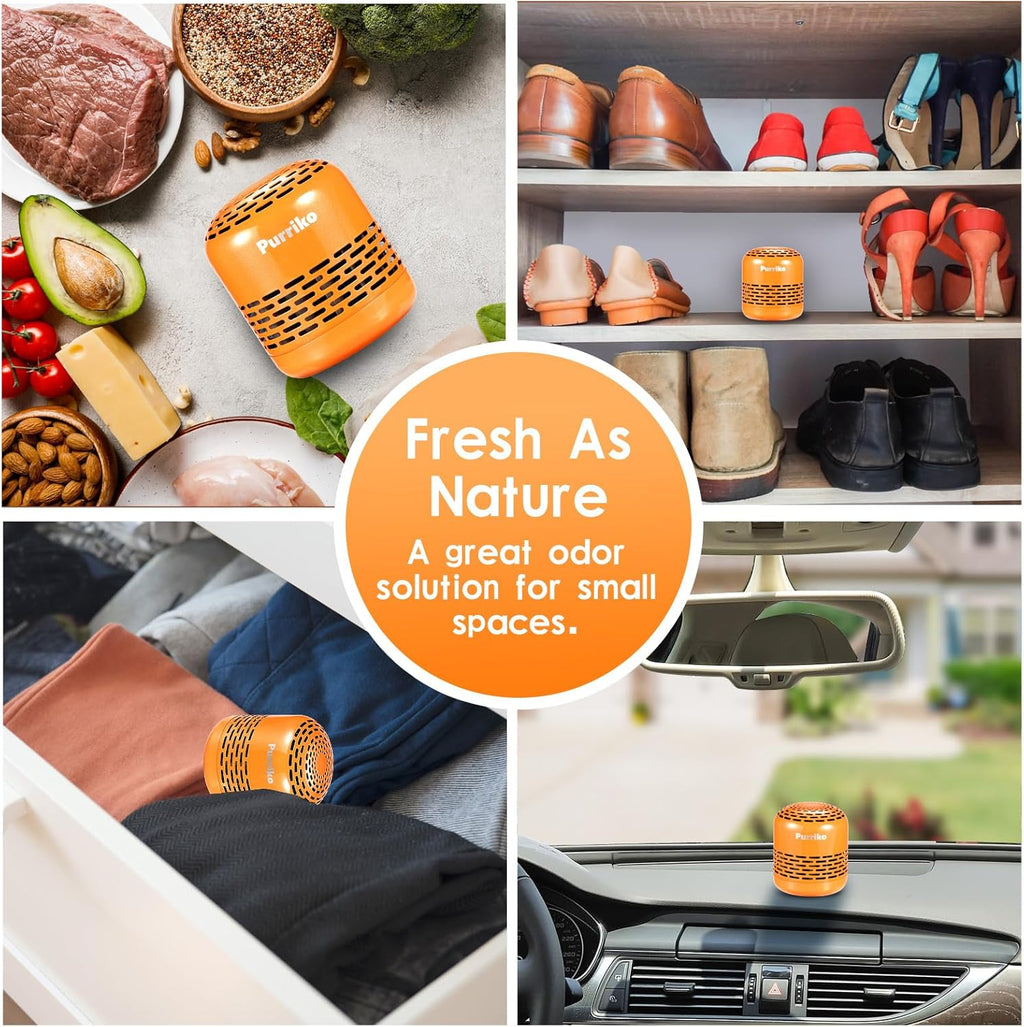 Refrigerator Deodorizer,Lasts up to 10 Years,Refrigerator Odor Eliminator,Fridge Deodorizer,More Effective than Baking Soda Bamboo Air Purifying Bags,Orange