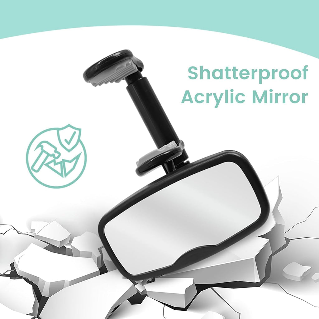 Clip Baby Car Mirror – Rear Facing Car Mirror for Baby, Over-The-Mirror Design, Shatterproof Glass, 360° Swivel, Universal Fit for Rearview Mirror – Toddler Car Safety Essential, Baby Car Accessories