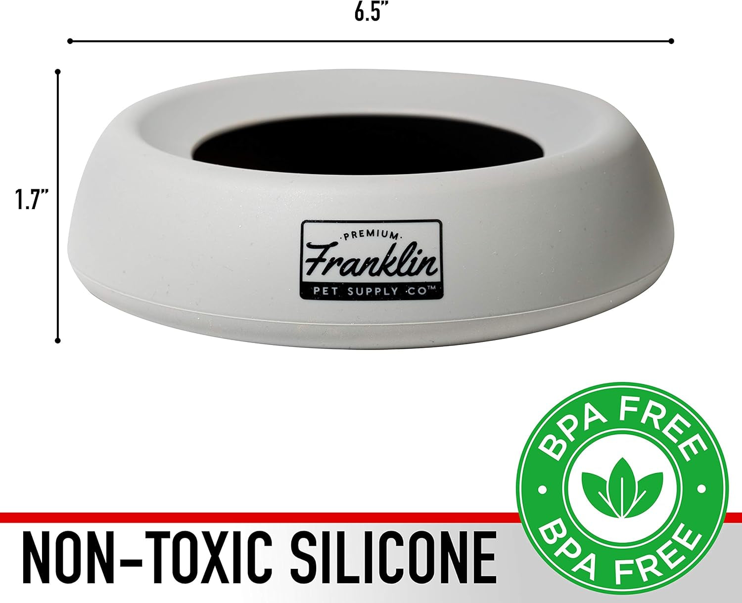 Franklin Pet Supply Co. Spill Proof Pet Bowl - No Splash Travel Water + Food Dish for Dogs + Cats - Portable - 16 Oz. - BPA Free