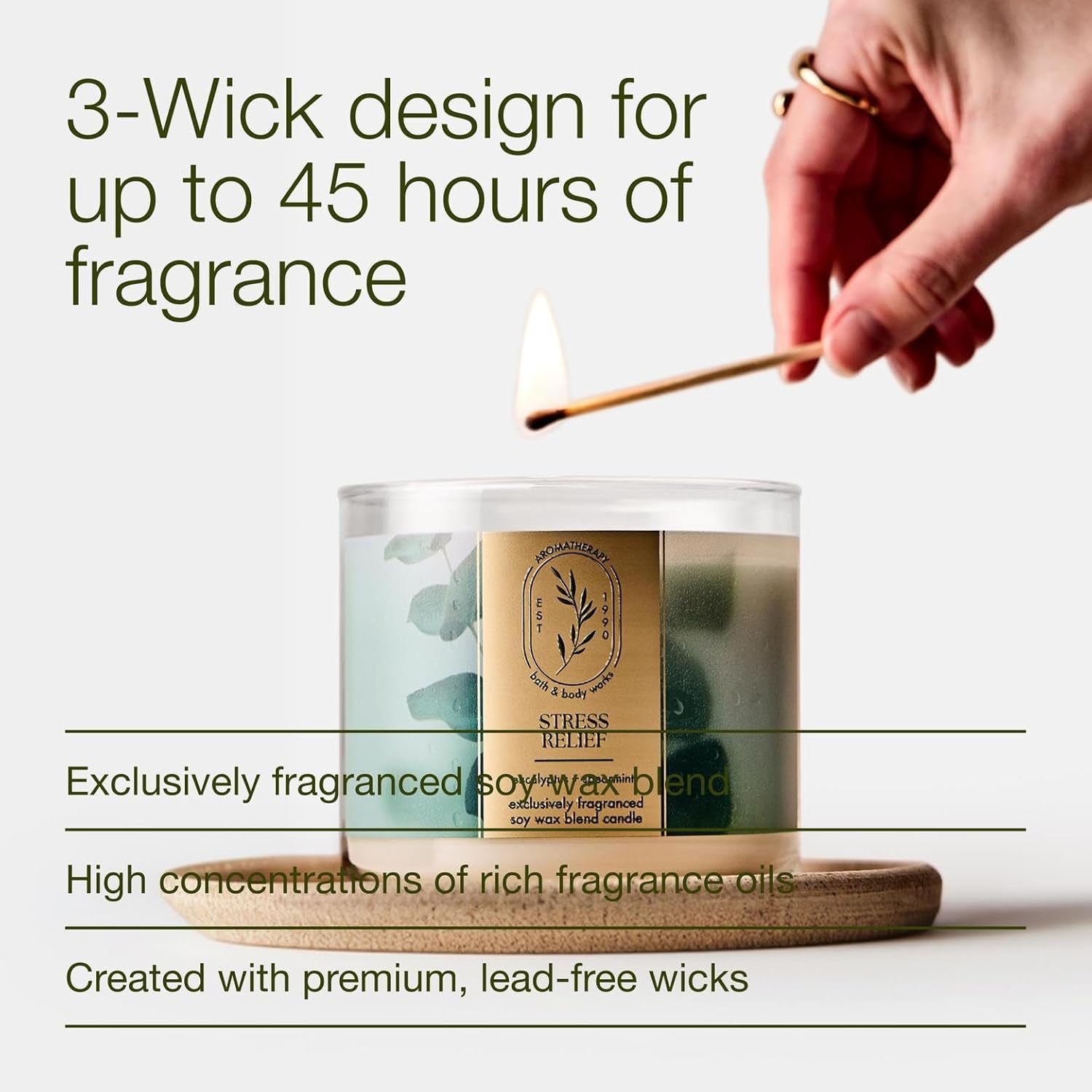 Eucalyptus Spearmint 3-Wick Candle - Scented Candle for At-Home Use - Long-Lasting, Room-Filling Fragrance - High Fragrance Oil Concentration - Soy Wax Blend