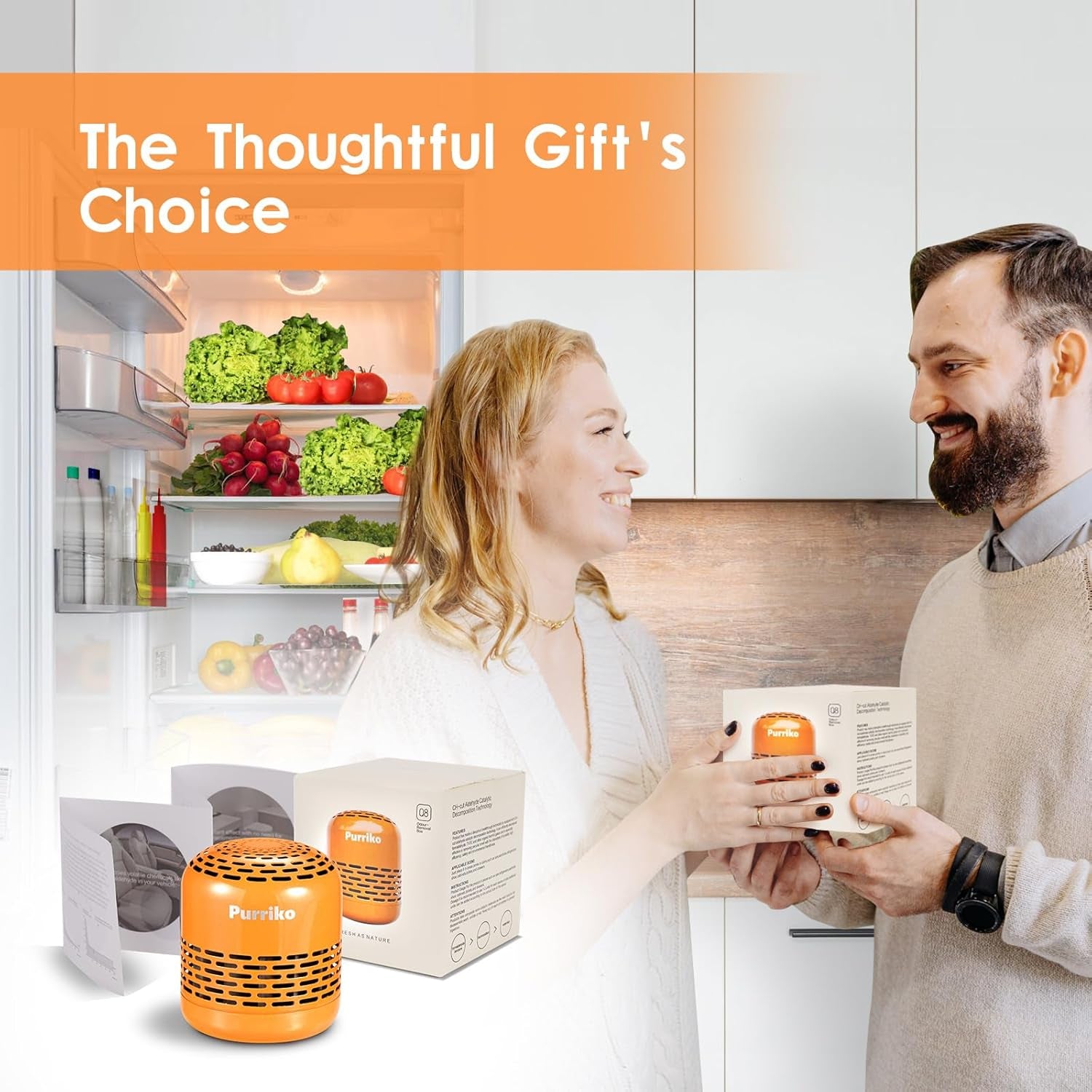 Refrigerator Deodorizer,Lasts up to 10 Years,Refrigerator Odor Eliminator,Fridge Deodorizer,More Effective than Baking Soda Bamboo Air Purifying Bags,Orange