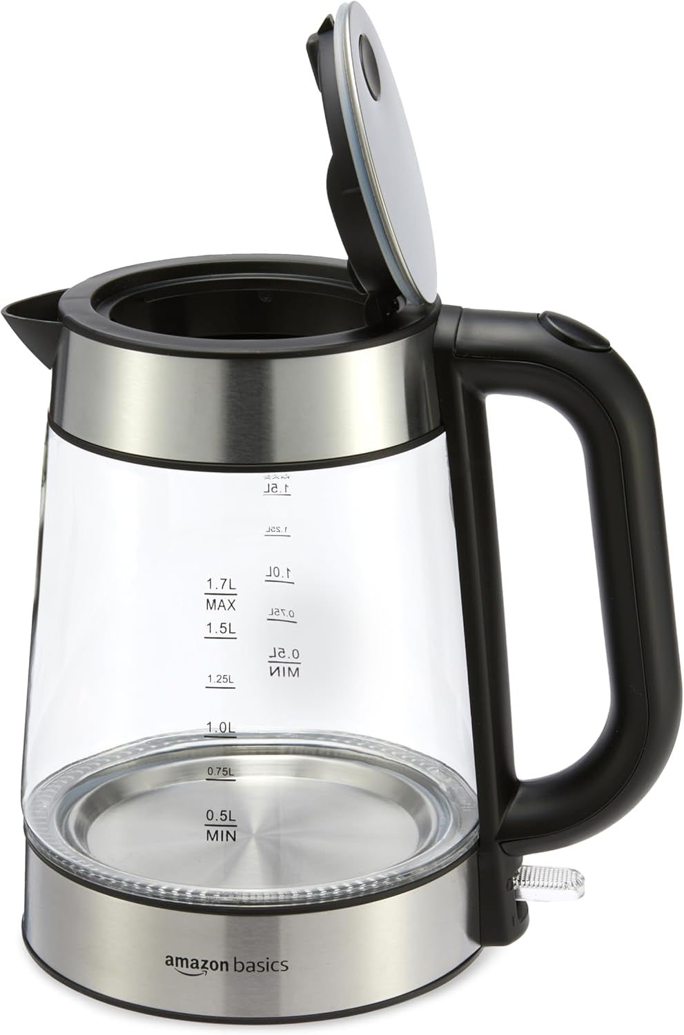 Electric Kettle with Glass Carafe for Tea and Coffee, Bpa-Free, Fast Boiling, Auto Shut-Off, Boil-Dry Protection, Water Level Indicator, 1.7 Liter, 1500W, Black and Silver