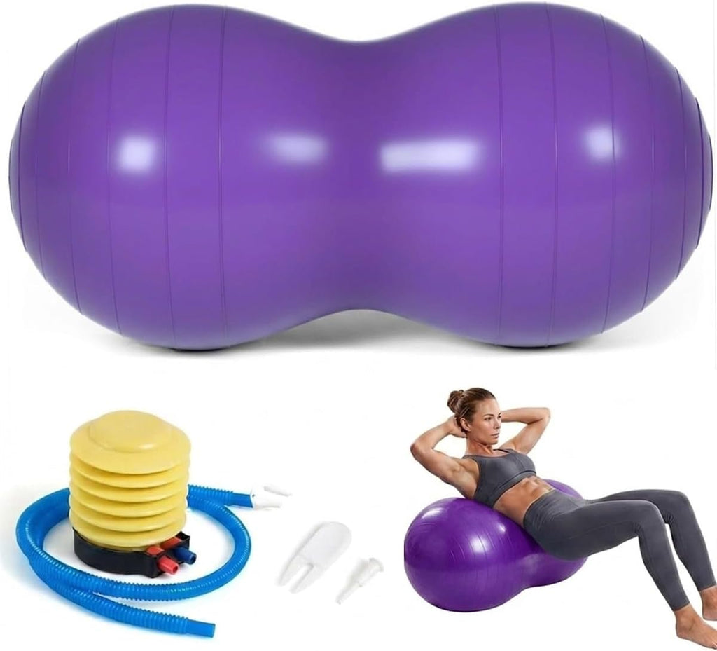 Peanut Ball for Kids Therapy,Anti-Burst Exercise Ball with Pump 90X45Cm Yoga Ball Gym Quality Fitness Ball for Pregnancy Birth Exercise Physical Therapy, for Child Training, Women, Men