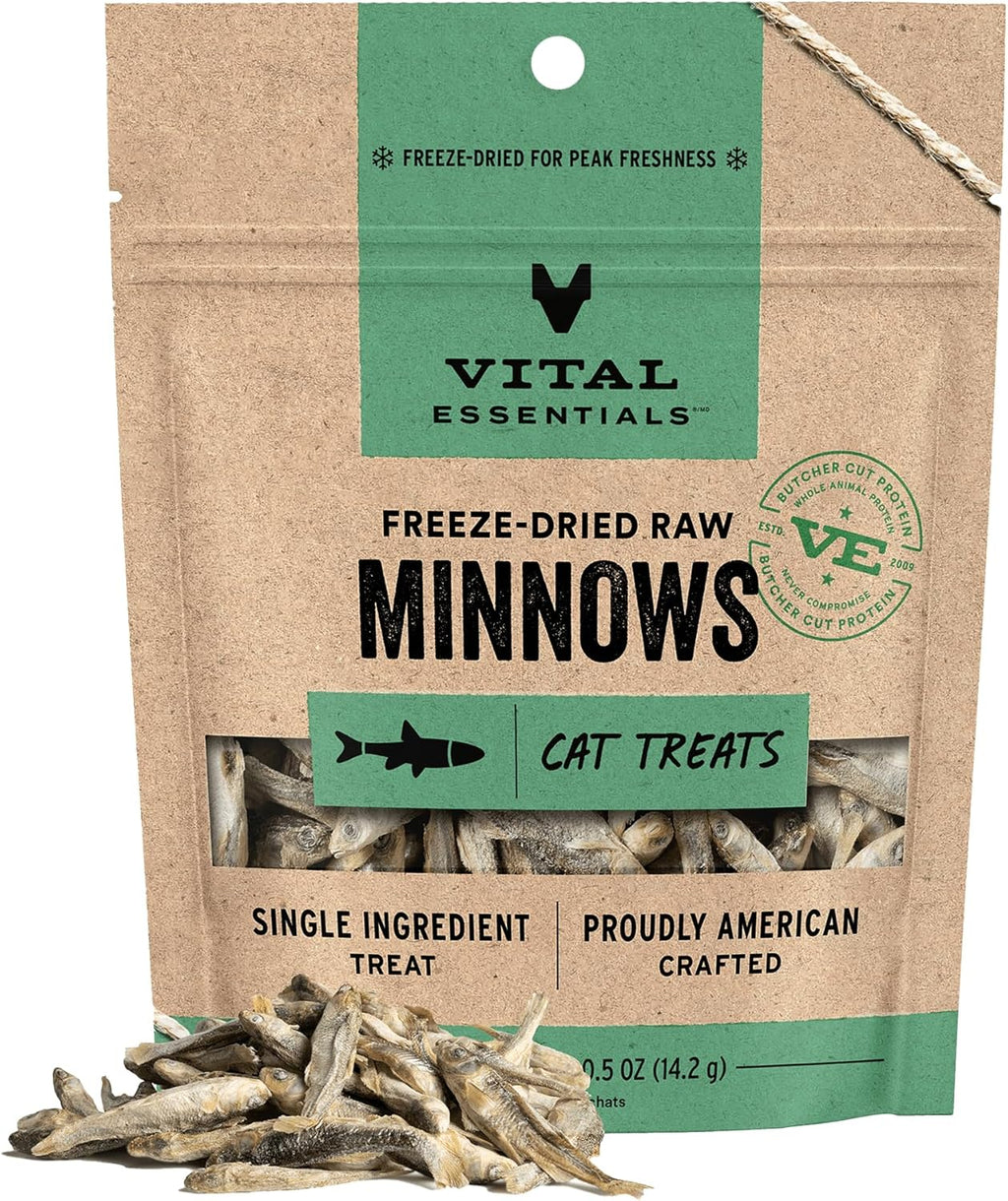 Freeze Dried Minnows Cat Treats | Single Ingredient | Premium Quality | Grain Free, Healthy Treats for Cats, 0.5 Oz Bag