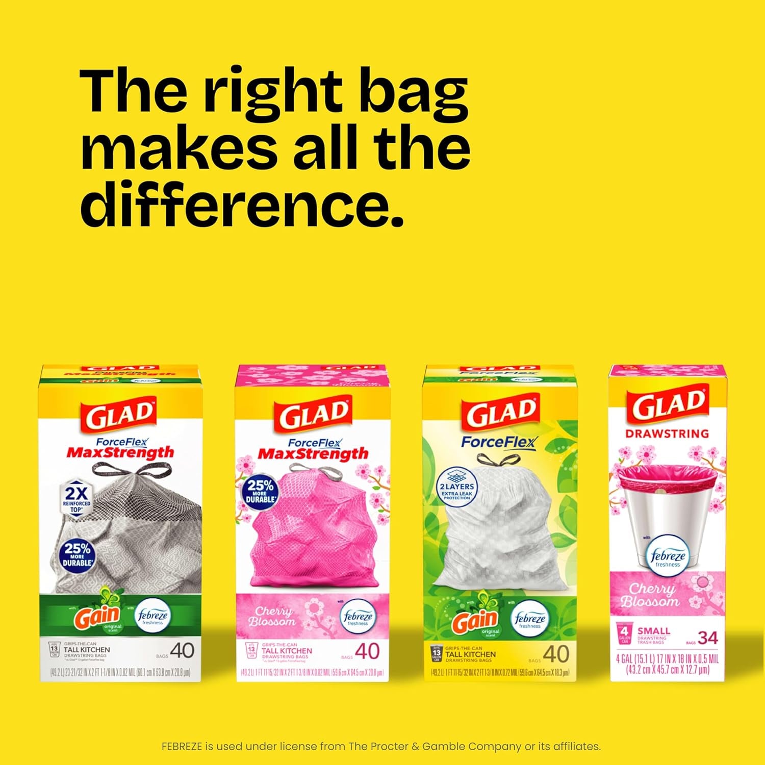 Tall Kitchen Drawstring Trash Bags - Odorshield 13 Gallon White Trash Bag, Febreze Fresh Clean, 110 Count