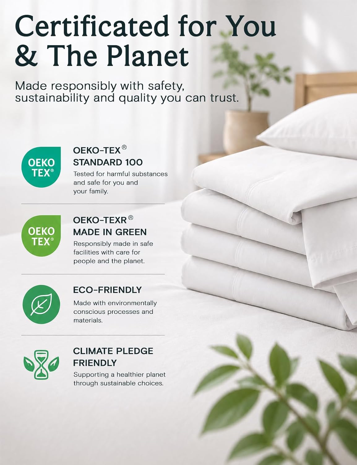 Queen Sheet Set, 4PC Bed Sheets Queen Size, Deep Pocket Cooling Bed Sheets, Soft Hotel Luxury Bedding for Mattress Wrinkle Free, Silky Fitted Sheet & Pillowcase Sets, White