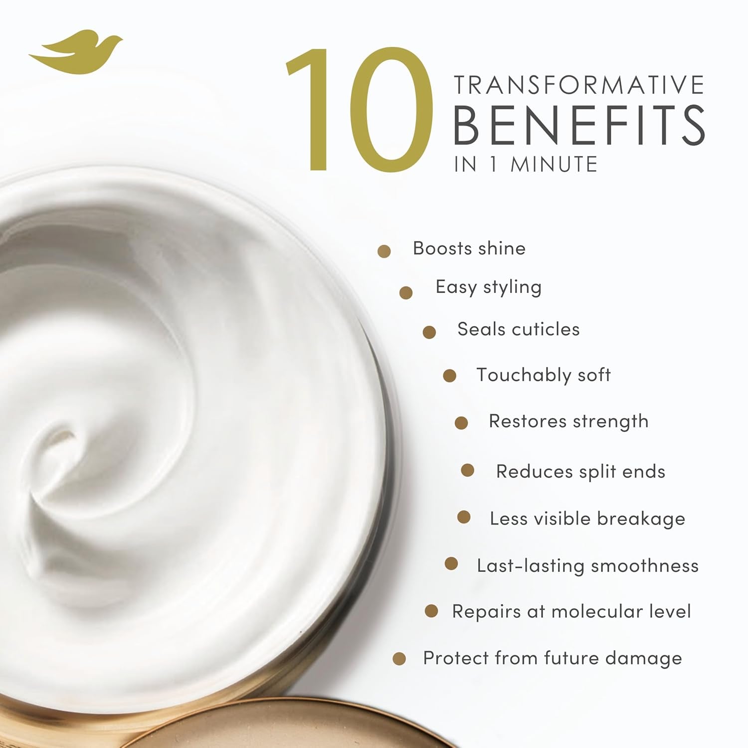 Dove Hair Intensive Repair 10In1 Serum Mask for Damaged Hair with Bio-Protein Care Technology and Amino Serum 9.2 Fl Oz