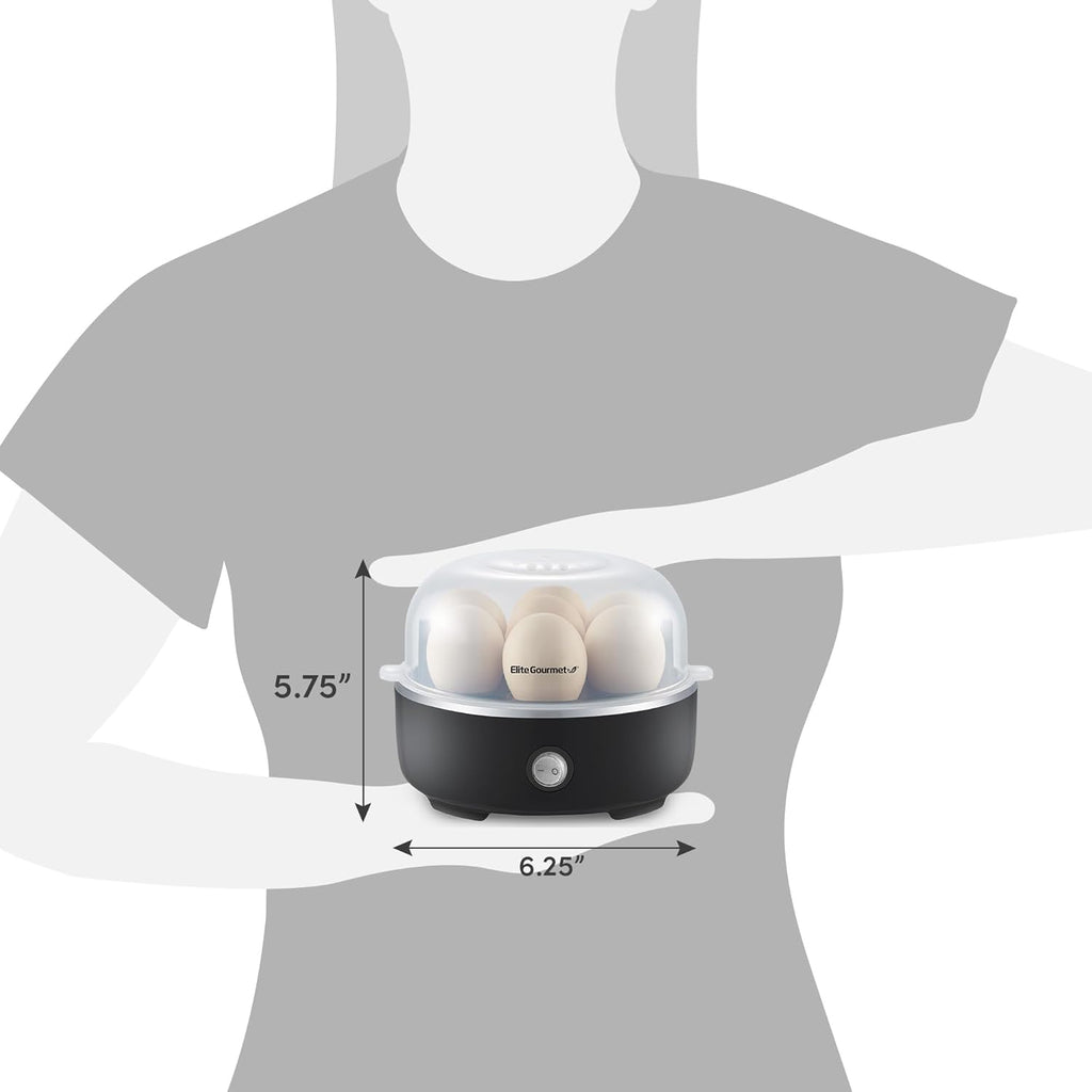 EGC115B Easy Egg Cooker Electric 7-Egg Capacity, Soft, Medium, Hard-Boiled Egg Cooker with Auto Shut-Off, Measuring Cup Included, BPA Free, Classic Black