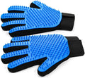 Pet Hair Removal Glove for Dogs & Cats, 2-In-1 Deshedding Brush & Massage Mitt - Grooming Gloves for Shedding Control, Bathing and Washing, Safe for Short/Long Hair Pets 2-Pack (Blue)