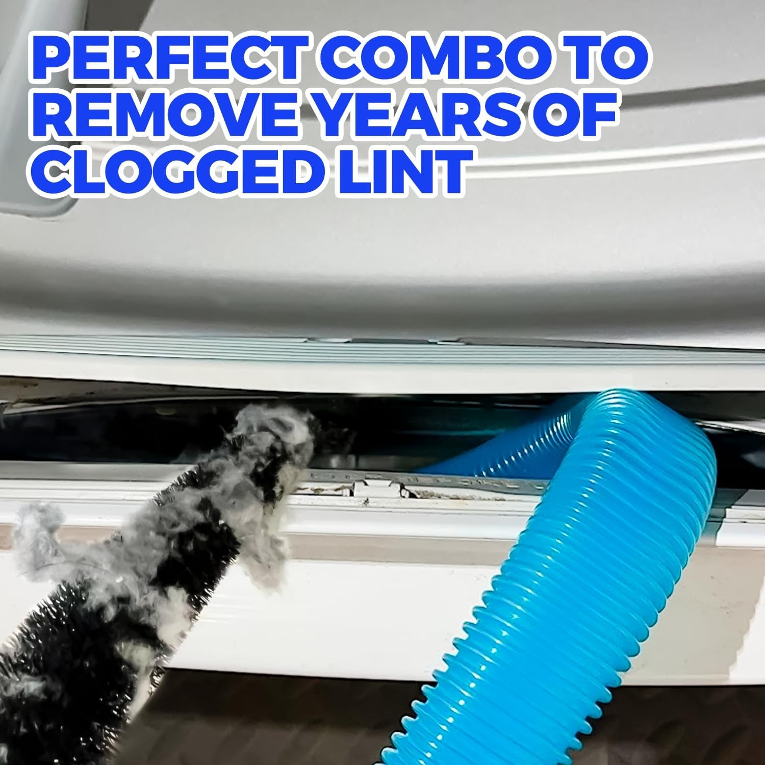 2 Pieces Dryer Vent Cleaner Kit, Dryer Lint Vacuum Attachment and Flexible Dryer Lint Brush, Dryer Vent Vacuum Hose Attachment,Blue