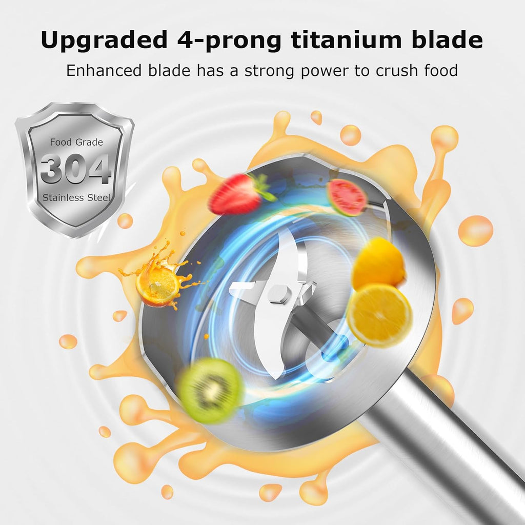 Hand Blender, Immersion Blender with 2 Mixing Speed, Electric Handheld Mixer Portable Stick Mixer with Stainless Steel Blades for Soup, Smoothie, Puree, Baby Food