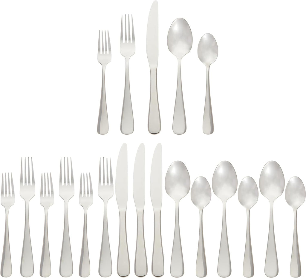 Silverware Set, Stainless Steel Flatware, Dishwasher Safe, Service for 4, 20-Piece Forks and Spoons, round Edge, Everyday Use