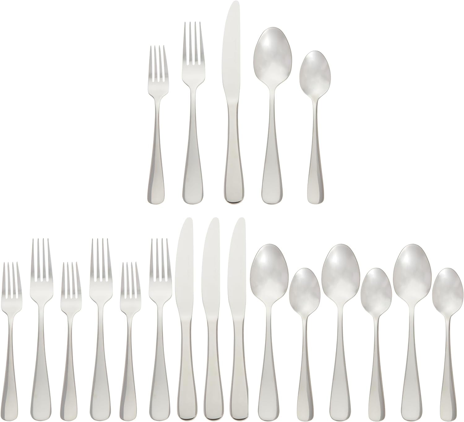 Silverware Set, Stainless Steel Flatware, Dishwasher Safe, Service for 4, 20-Piece Forks and Spoons, round Edge, Everyday Use