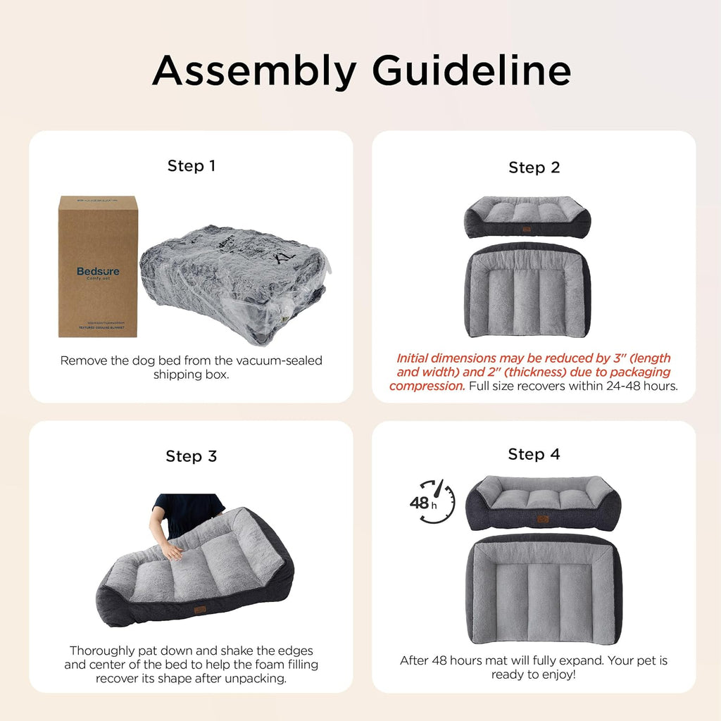 Bedsure Supportmax™ Orthopedic Dog Bed Medium Size Dog - Extra Thick Supportive Medium Dogs Beds with Waterproof Washable Cover, Comfort Pet Bed Sofa with Soft Sherpa and Nonskid Bottom, Grey, 35"