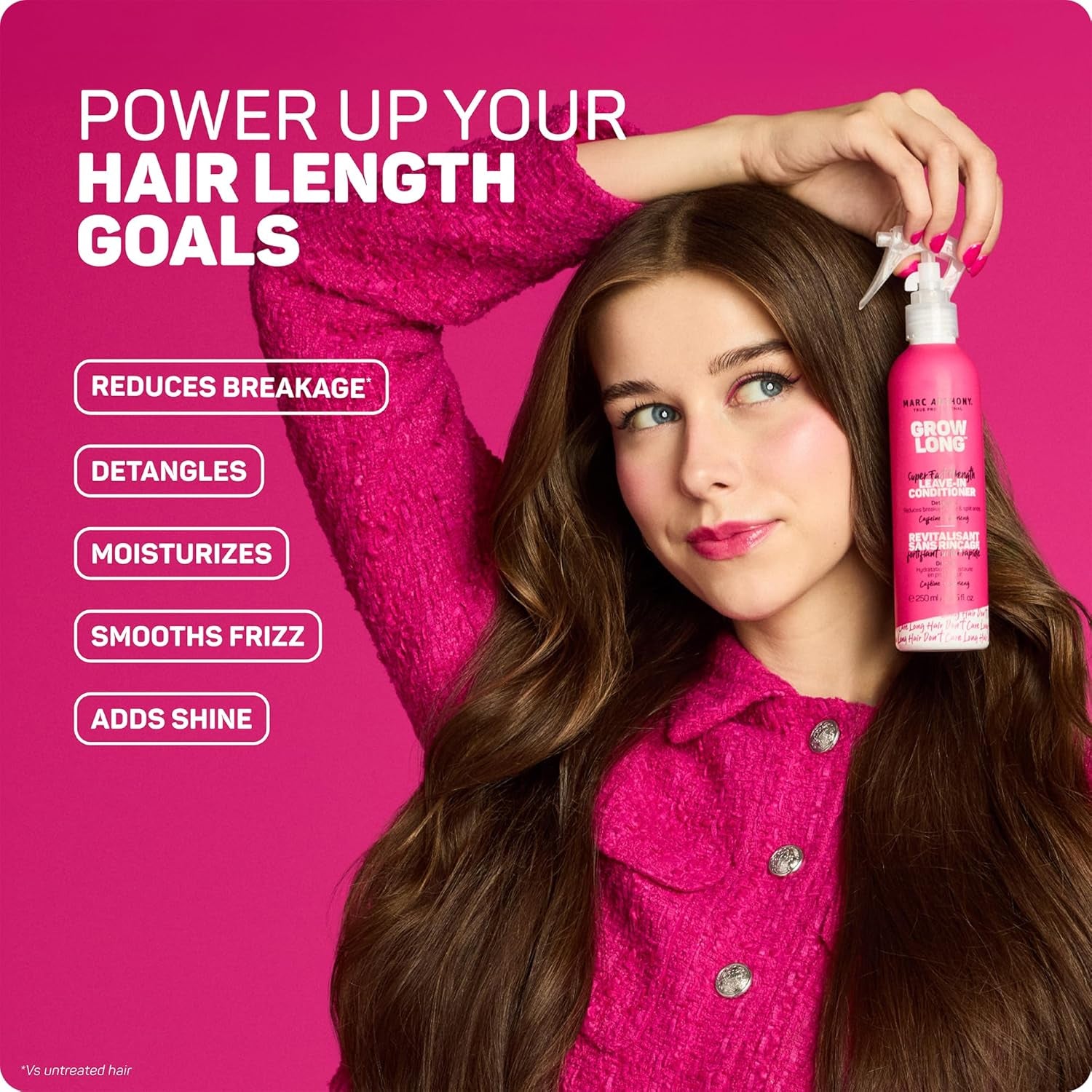 Leave-In Hair Conditioner Spray for Long & Detangled Hair, Grow Long - Moisturizing & Deep Conditioning Detangler Spray with Biotin for Split Ends, Breakage & Reduces Frizz