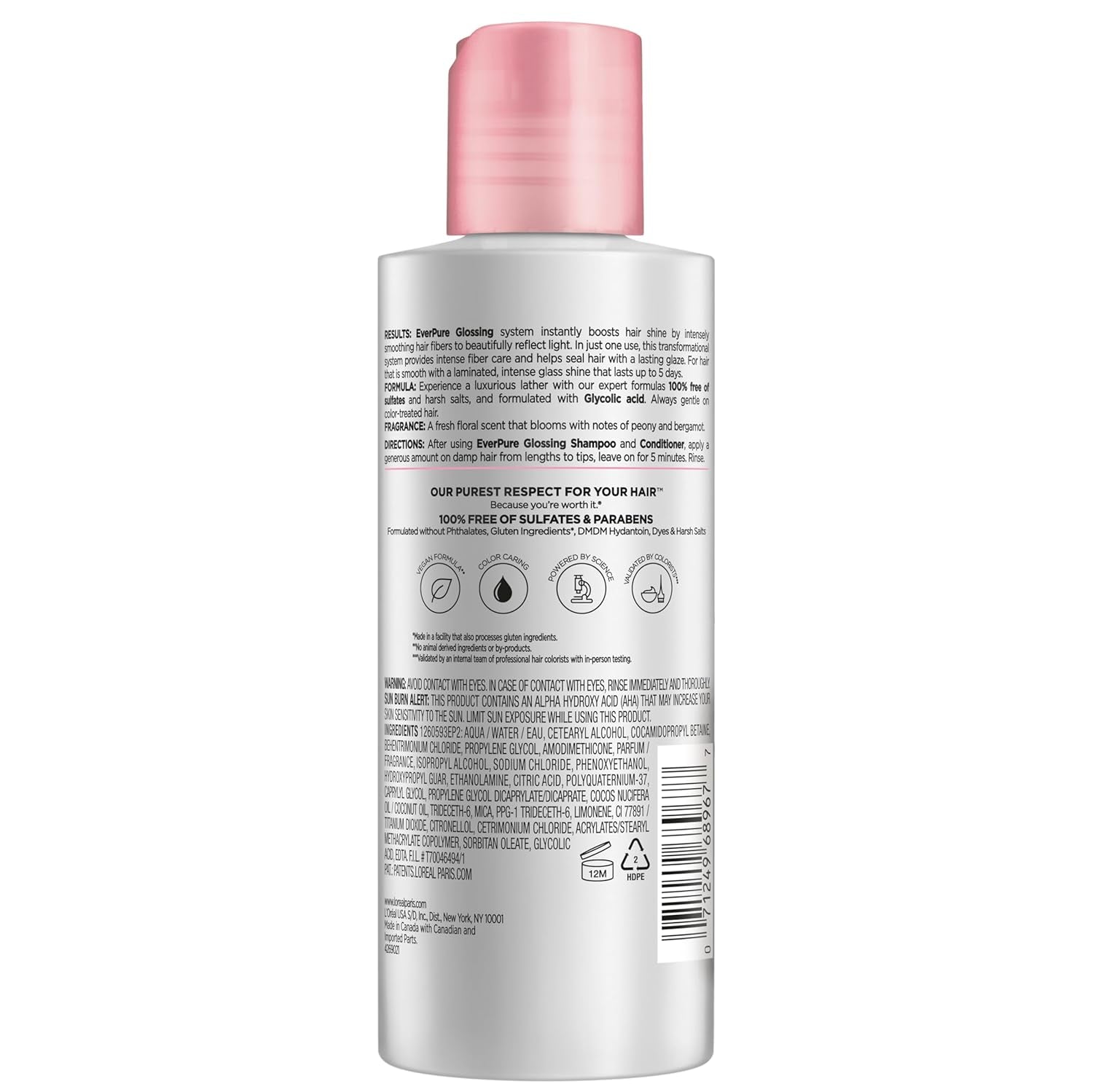 Sulfate Free Glossing Lamination Hair Mask, 5-Minute Rinse-Off Hair Treatment with Glycolic Acid for Glass Shine, Smoothness & Soft Feel, Color Caring, Everpure, 5.1 Fl Oz
