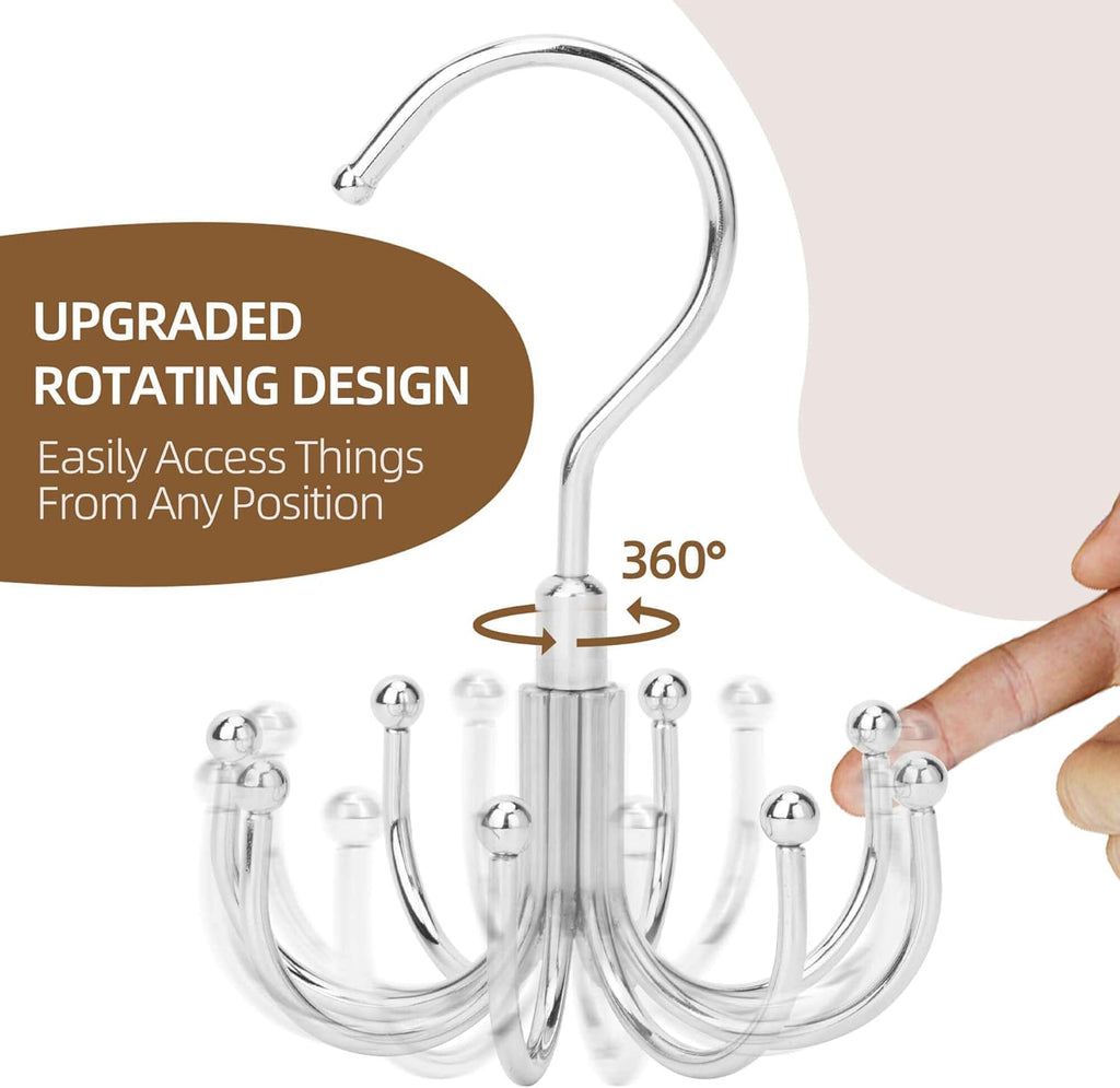 Tank Top Hanger, Rotatable Bra Organzier for Closet, Max 24 Storage Capacity Sport Bras Holder, Metal Space Saving Closet Organizers and Storage, Silver