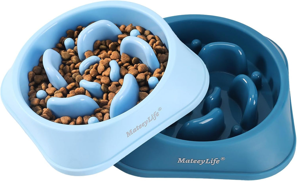 Slow Feeder Dog Bowls 2PCS, Anti-Choking Puzzle Dog Food Bowls, Anti-Slip Interactive Feeding Slow down Eating, Bloat Stop Maze Dishes for Medium Breeds