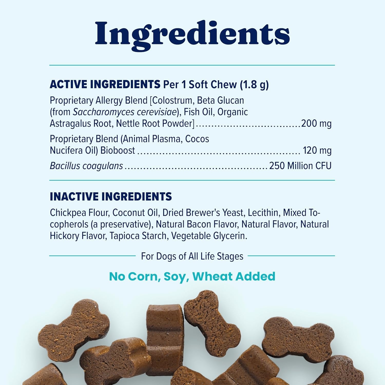 Dog Allergy Relief Chews - Dog Itching Skin Relief & Seasonal Allergies Support - Alaskan Salmon Oil for Dogs Skin, Coat & Immune Support - Bacon Flavor Soft Allergy Chews for Dogs -120Ct
