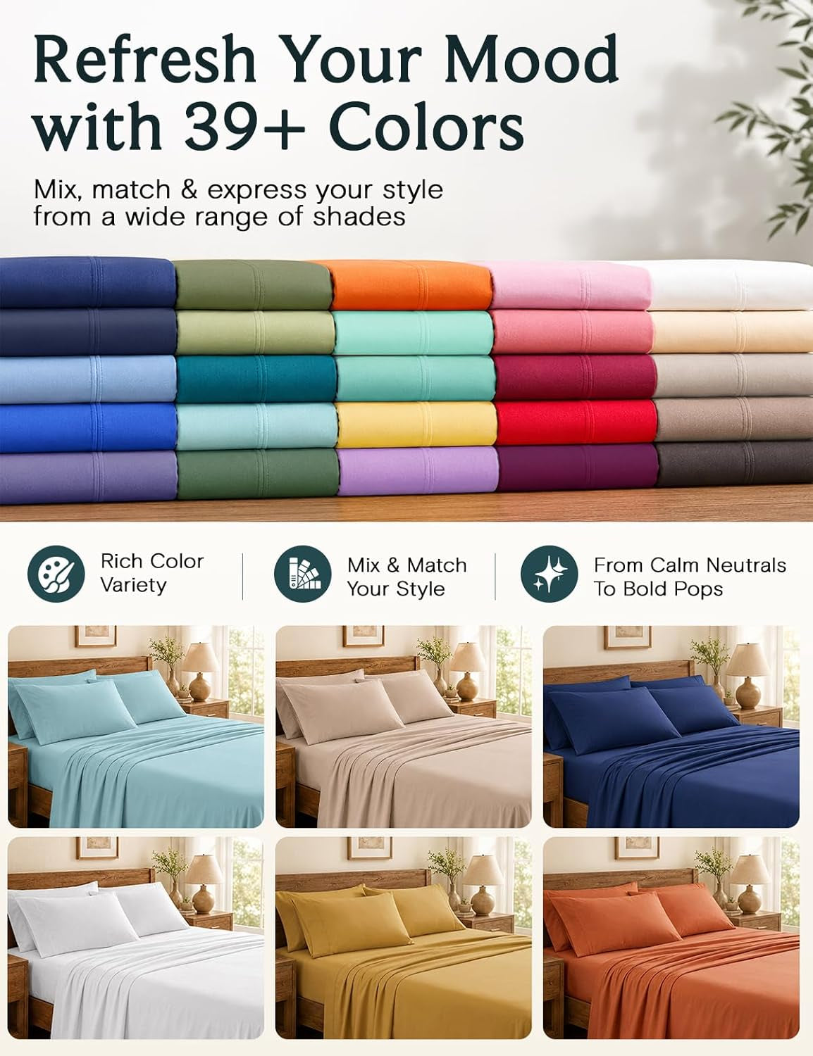 Queen Sheet Set, 4PC Bed Sheets Queen Size, Deep Pocket Cooling Bed Sheets, Soft Hotel Luxury Bedding for Mattress Wrinkle Free, Silky Fitted Sheet & Pillowcase Sets, White