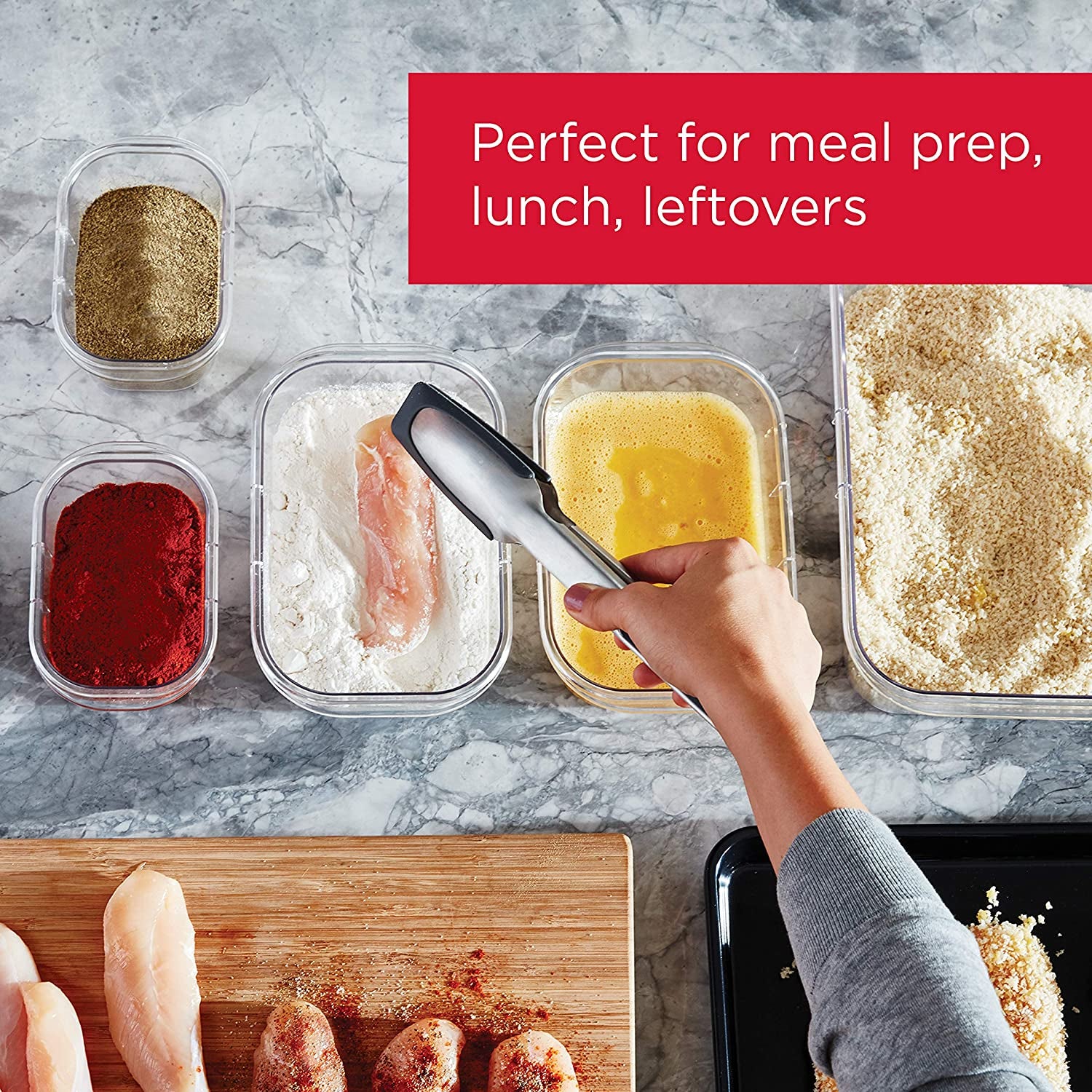 Brilliance Bpa-Free Food Storage Containers with Lids, Airtight Clear Set of 2 (9.6 Cup), Ideal for Lunch, Meal Prep, and Leftovers