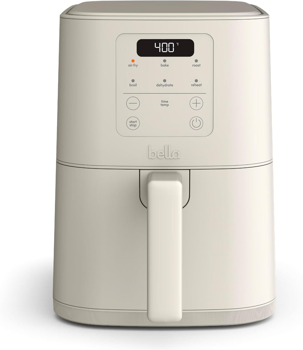 4Qt Slim Air Fryer, Fits-Anywhere™ Kitchenware, Evergood™ Ceramic Nonstick Coating, Adjustable Temperature, 6 Preset Cooking Options, 60 Min Auto Shutoff W Audible Tone, 3.3Lb Capacity, Oatmilk
