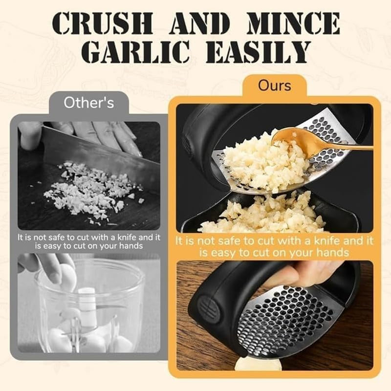 Stainless Steel Garlic Press, New Garlic Press Rocker, Home Kitchen Utensils Portable Manual Garlic Crusher for Smash Garlic Kitchen Gadgets Tools (3 Pack)