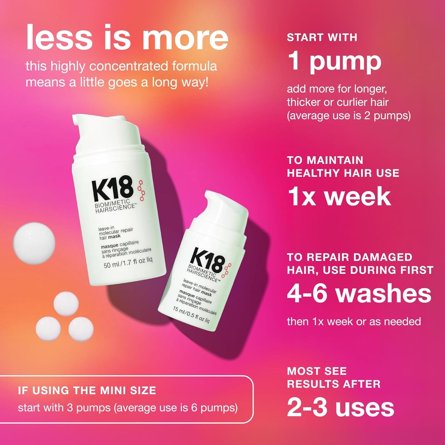 Leave-In Molecular Repair Hair Mask, Patented, Lasting Repair for Dry, Frizzy, Damaged Hair, Reverse Damage in 4 Minutes from Bleach, Color, Chemical Services + Heat
