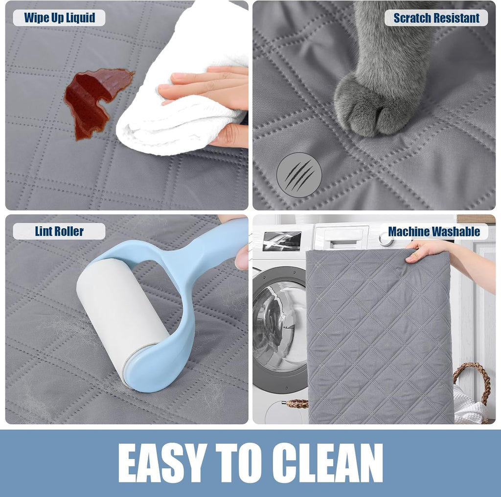 Waterproof Couch Covers for Dogs Washable, Reversible Pet Couch Covers for 3 Cushion Sofa Pet Friendly, Soft Sofa Furniture Protector for Dogs Cat Kids, Checkered (30"X70", Grey/Dark Grey)