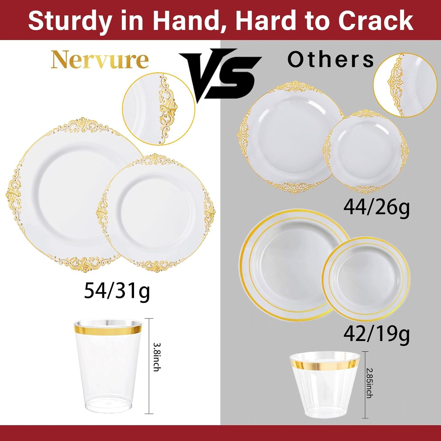 350PCS Gold Plastic Plates - Gold Plastic Dinnerware Sets for 50 Guests - 100 Disposable Plates, 150 Silverware, 50 Cups, 50 Napkins for Wedding & Party