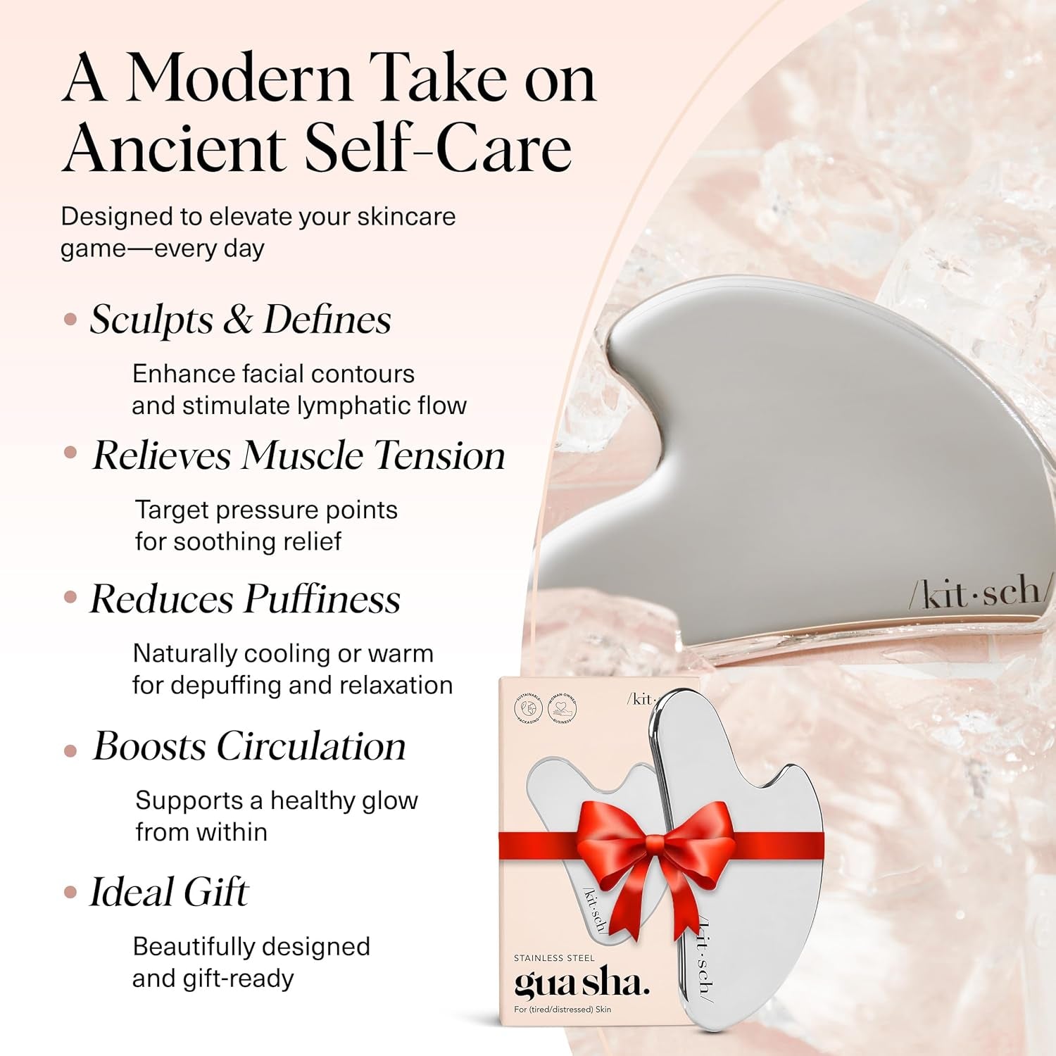 Stainless Steel Gua Sha Facial Tools - Guasha Tool for Face, Face Sculpting Tool, Neck Massager, Double Chin Reducer Gua Sha Tools, Lymphatic Drainage Massager, Facial Skin Care - Silver