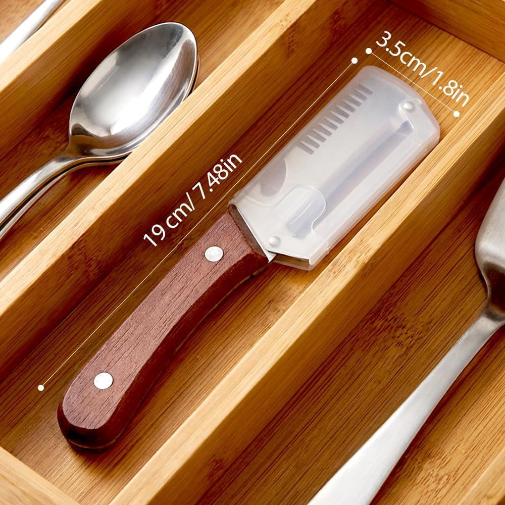 2026New Multi-Functional Vegetable Peeler, Ktchen Multi-Function Stainless Steel Thickened Fruit Peeler Knife with Wooden Handle, 3-1,Suitable for Peeling Fruits and Shredding Scallions (3PCS)