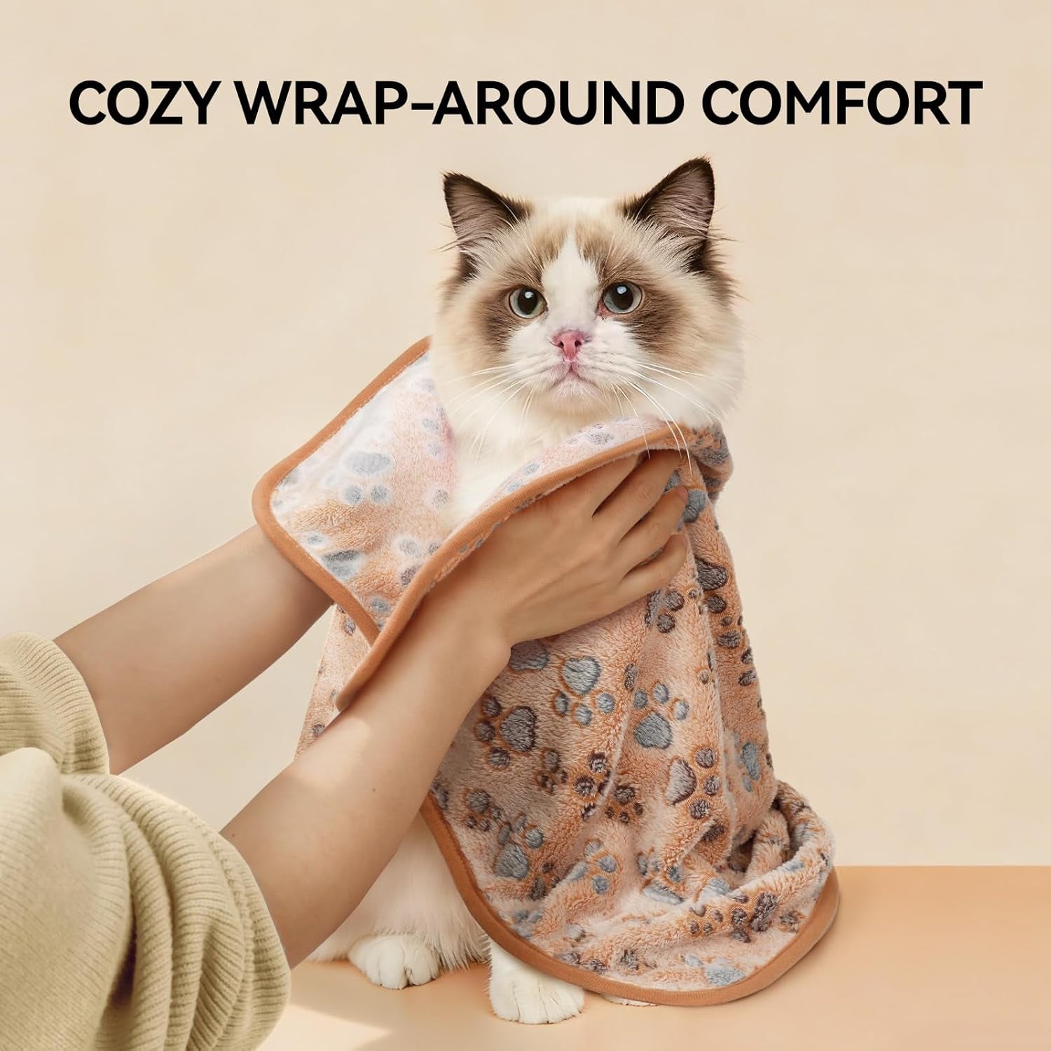1 Pack 3 Blankets Super Soft Fluffy Premium Fleece Dog Blankets for Puppy Cat Pet Blanket Flannel Throw Warm Sleep Dog Paw 23X16 Inches