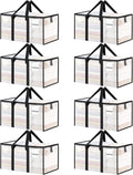 8 Pack Extra Large Heavy Duty Moving Bags, Clear Storage Bins with Lids, Reinforced Handles & Heavy-Duty Zippers Moving Boxes Storage Bags Totes for Clothes Packing, Dorms, College Supplies, Clear