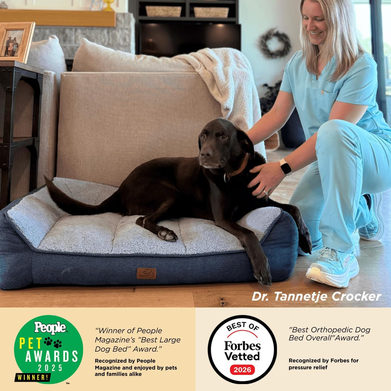 Bedsure Supportmax™ Orthopedic Dog Bed Medium Size Dog - Extra Thick Supportive Medium Dogs Beds with Waterproof Washable Cover, Comfort Pet Bed Sofa with Soft Sherpa and Nonskid Bottom, Grey, 35"