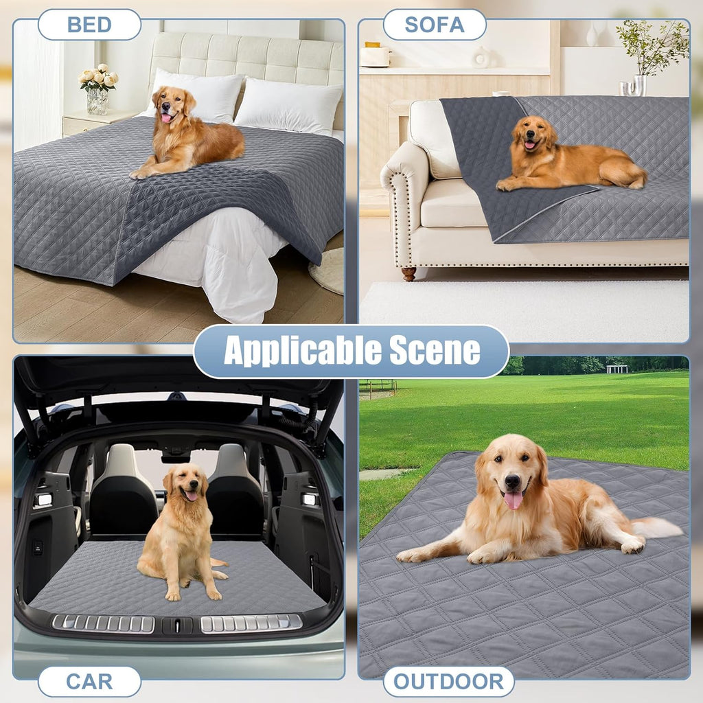 Waterproof Couch Covers for Dogs Washable, Reversible Pet Couch Covers for 3 Cushion Sofa Pet Friendly, Soft Sofa Furniture Protector for Dogs Cat Kids, Checkered (30"X70", Grey/Dark Grey)