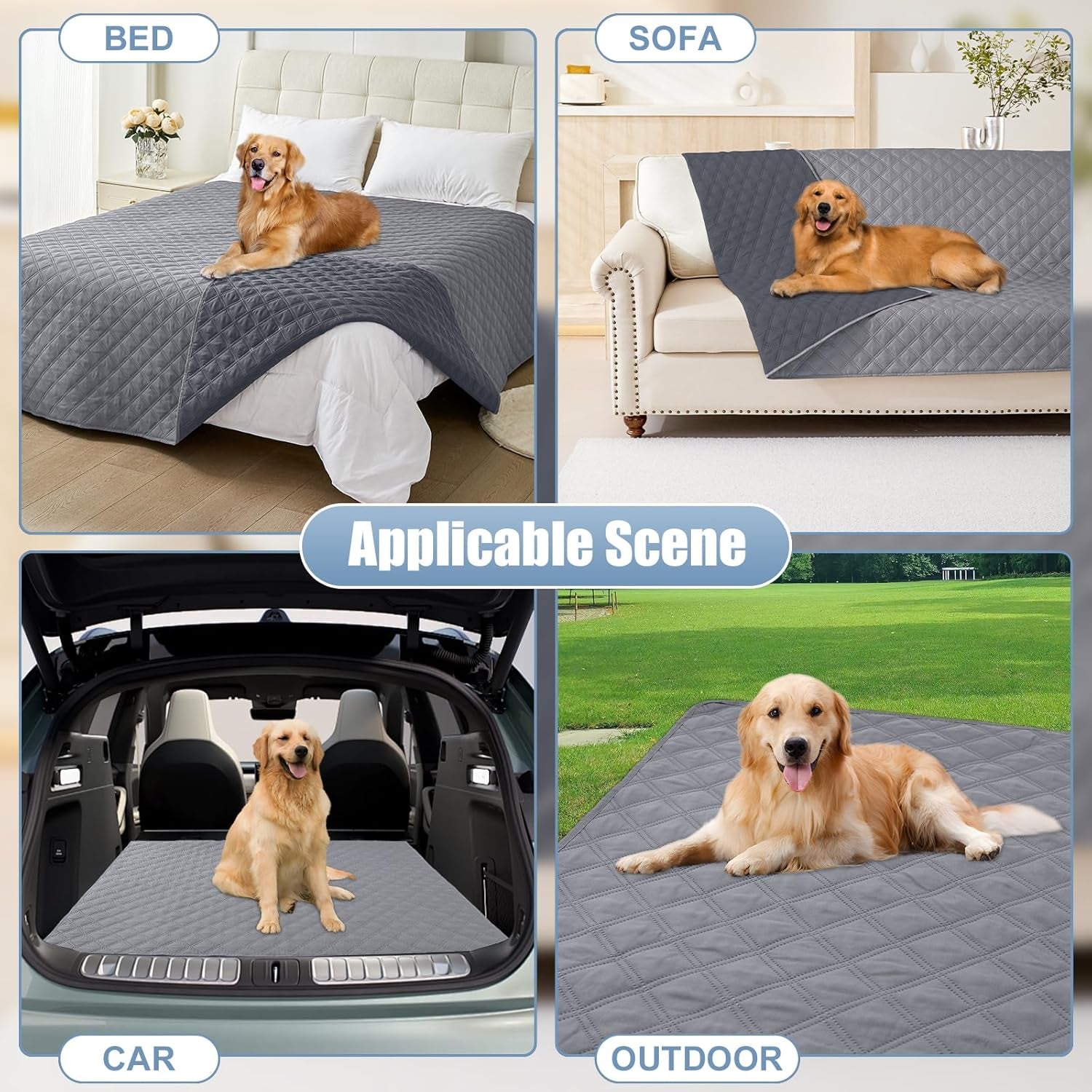 Waterproof Couch Covers for Dogs Washable, Reversible Pet Couch Covers for 3 Cushion Sofa Pet Friendly, Soft Sofa Furniture Protector for Dogs Cat Kids, Checkered (30"X70", Grey/Dark Grey)