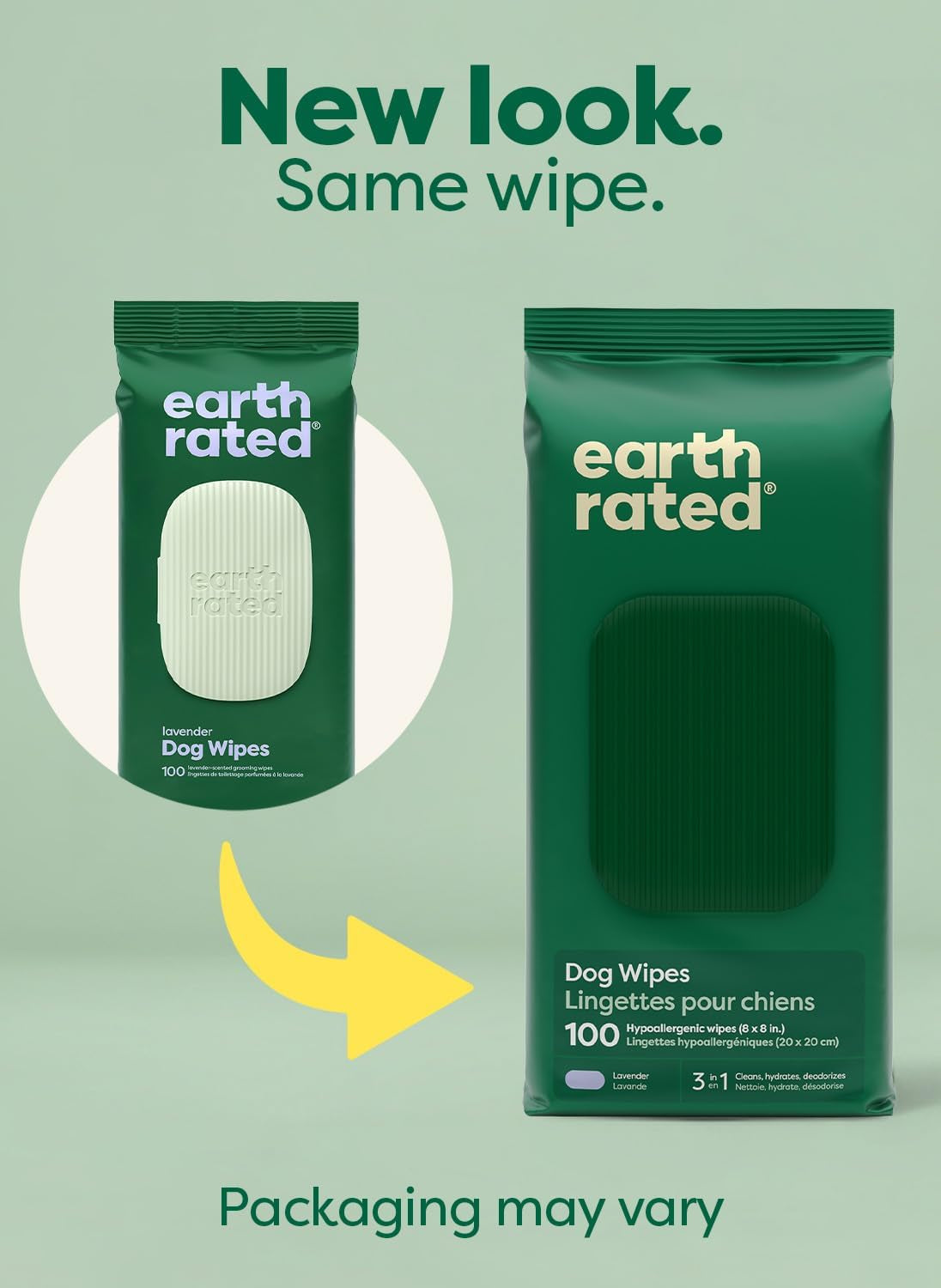 Dog Wipes, Hypoallergenic, 3-In-1 Cleaning and Hydrating, for Grooming Paws, Body and Butt, Lavender Scented, 100 Count